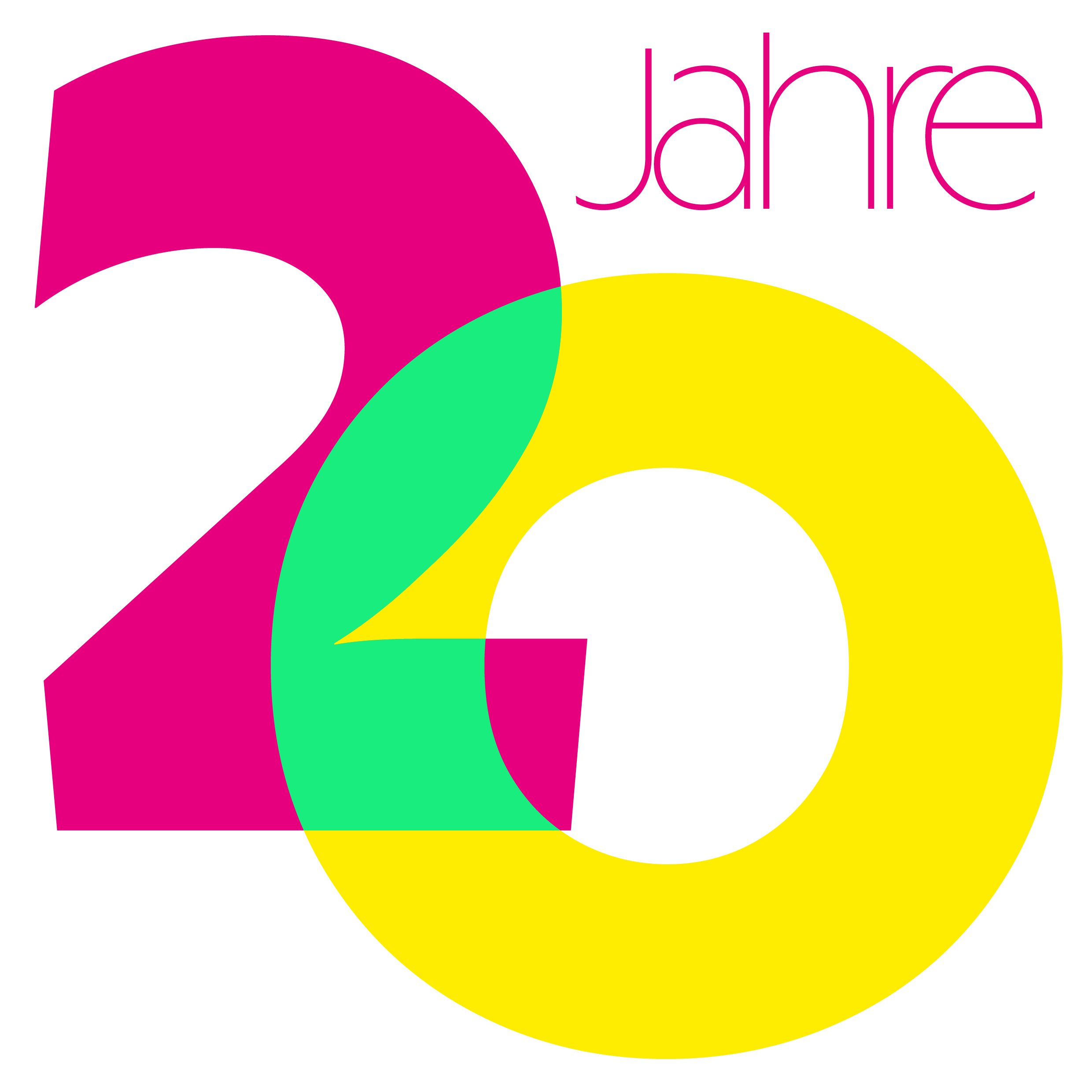 eine 20 mit 'Jahren' in der linken oberen Ecke